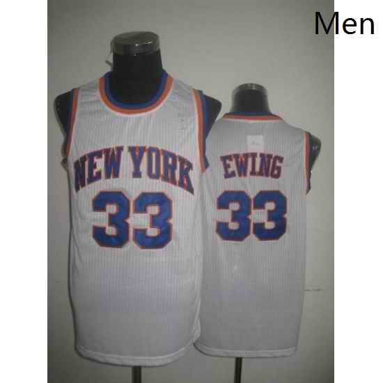 Mens Adidas New York Knicks 33 Patrick Ewing Swingman White Throwback NBA Jersey